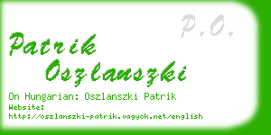 patrik oszlanszki business card